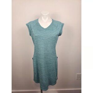 Toad&Co Tech Tomboy Sleeveless Dress Teal Blue Space Dye Medium Pockets